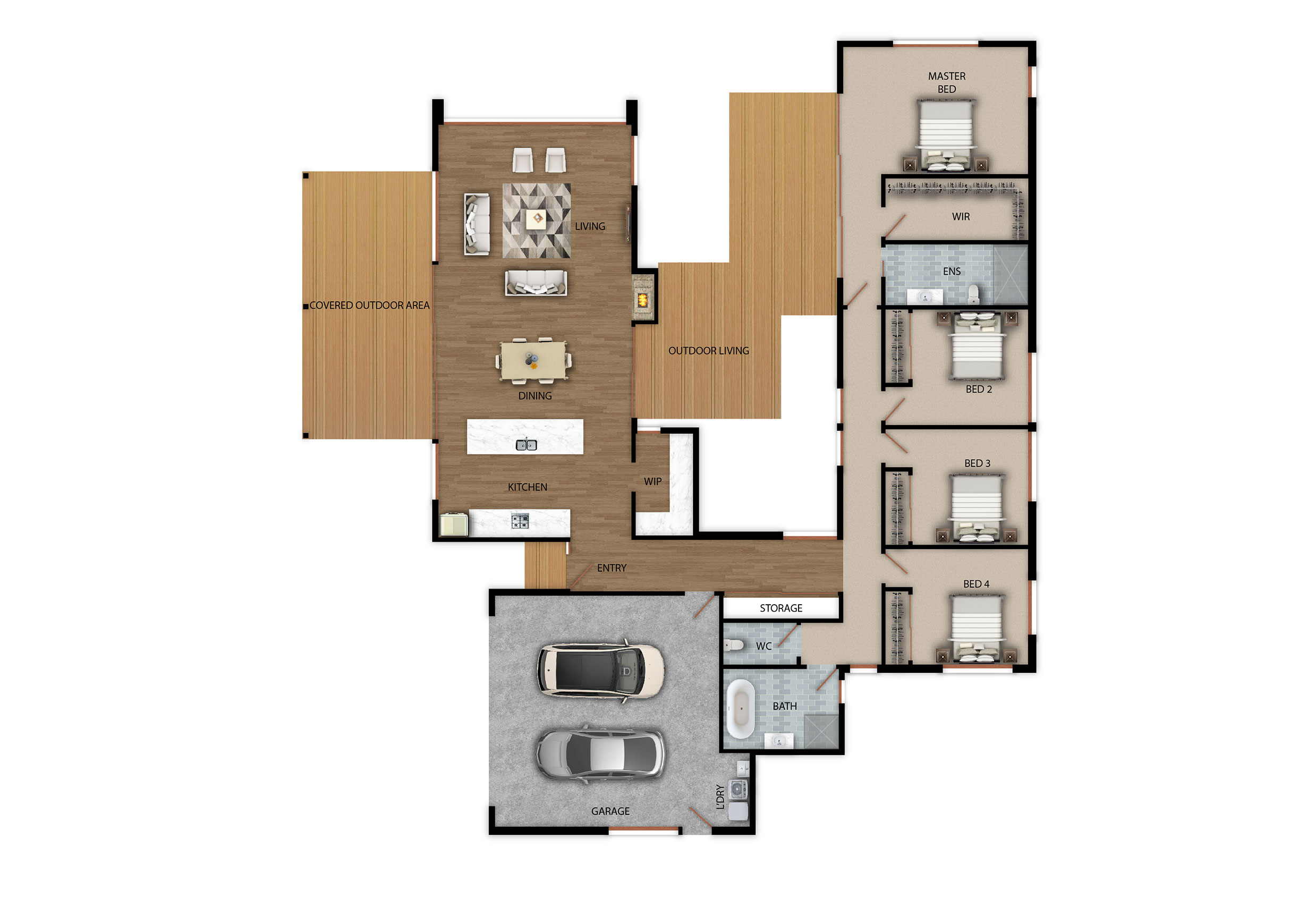 Rakaia House Floor Plan NZ - Our spacious open plan design that seamlessly connects living areas and offers stylish functionality. Enjoy ultimate convenience.