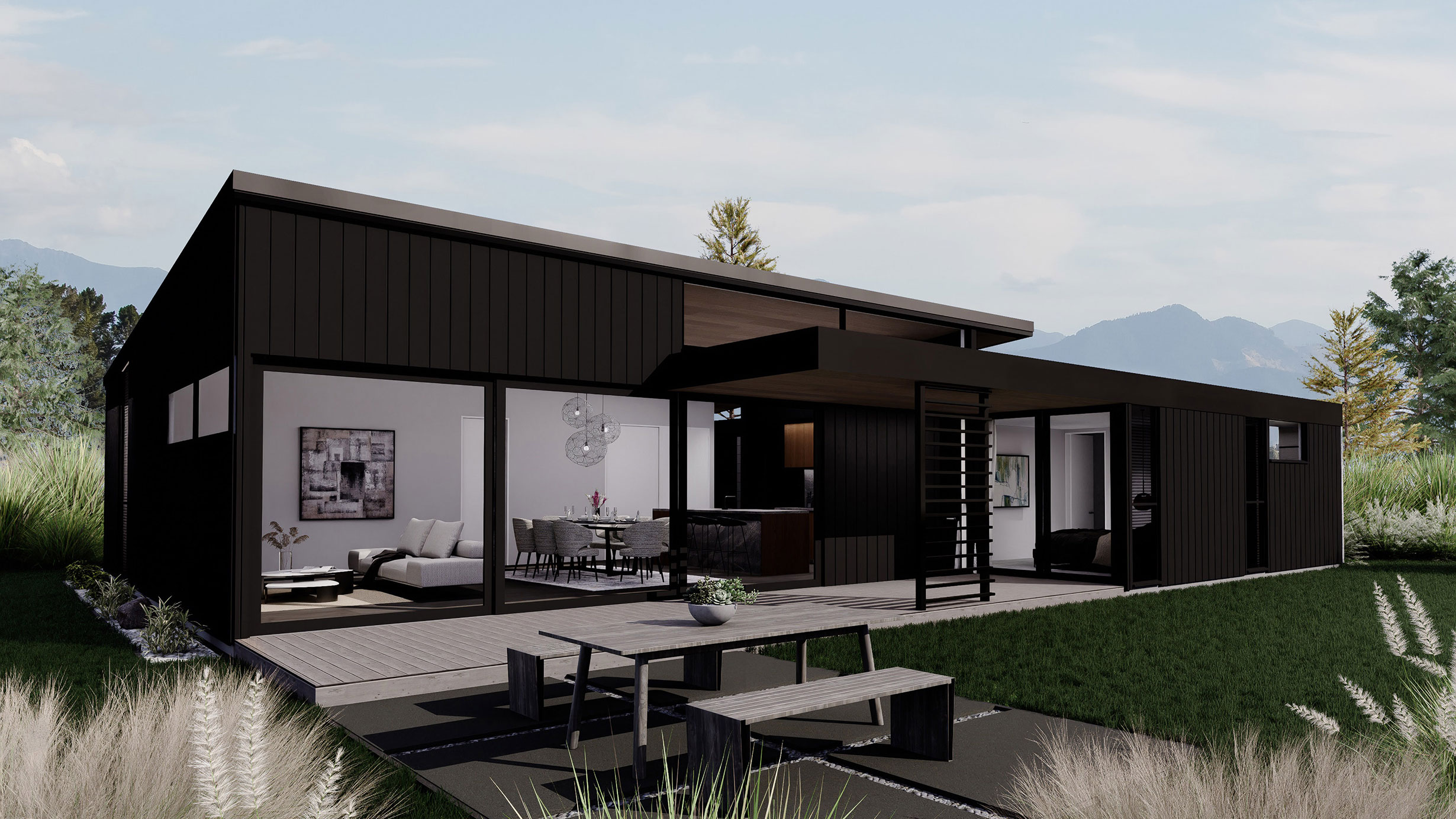 Hallmark Homes Prestige Series Mapua House Floor Plan Back Rear View Christchurch Building Company in New Zealand.