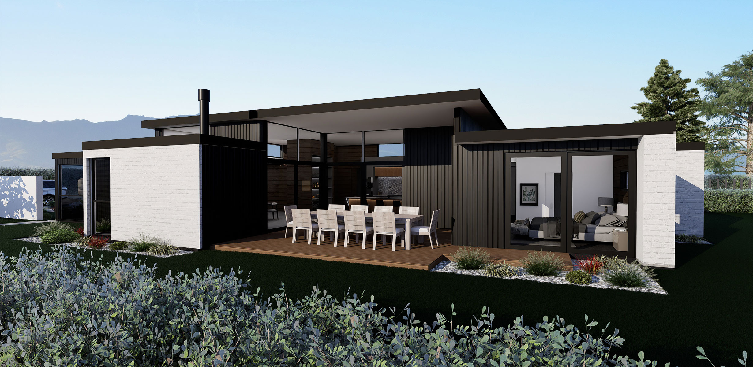 Hallmark Homes Prestige Series Cardrona Deluxe House Plan Back Rear View Christchurch Canterbury NZ.
