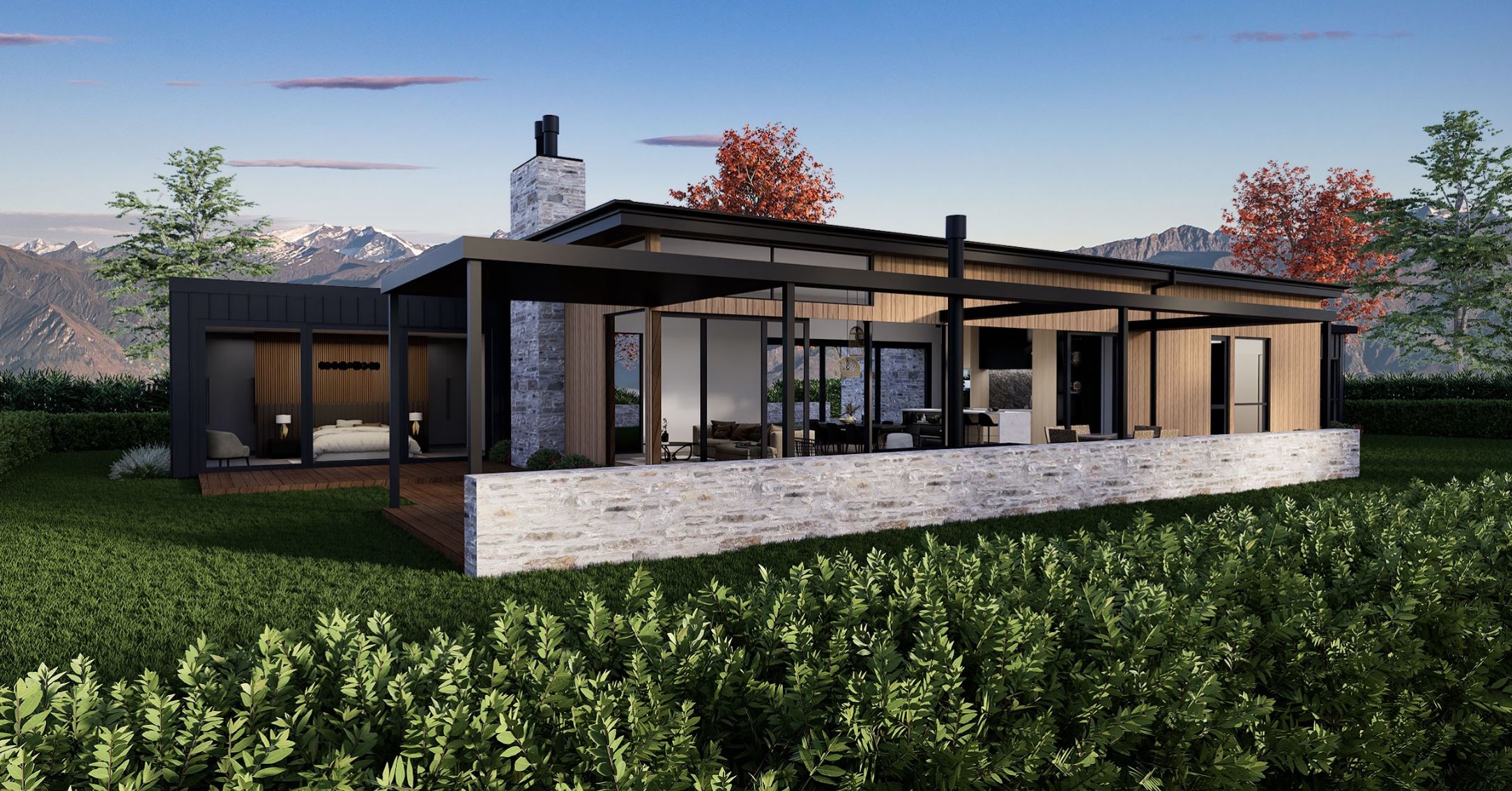 Hallmark Homes Prestige Series Mackenzie House Floor Plan Rear Back Side View Christchurch Builders NZ.
