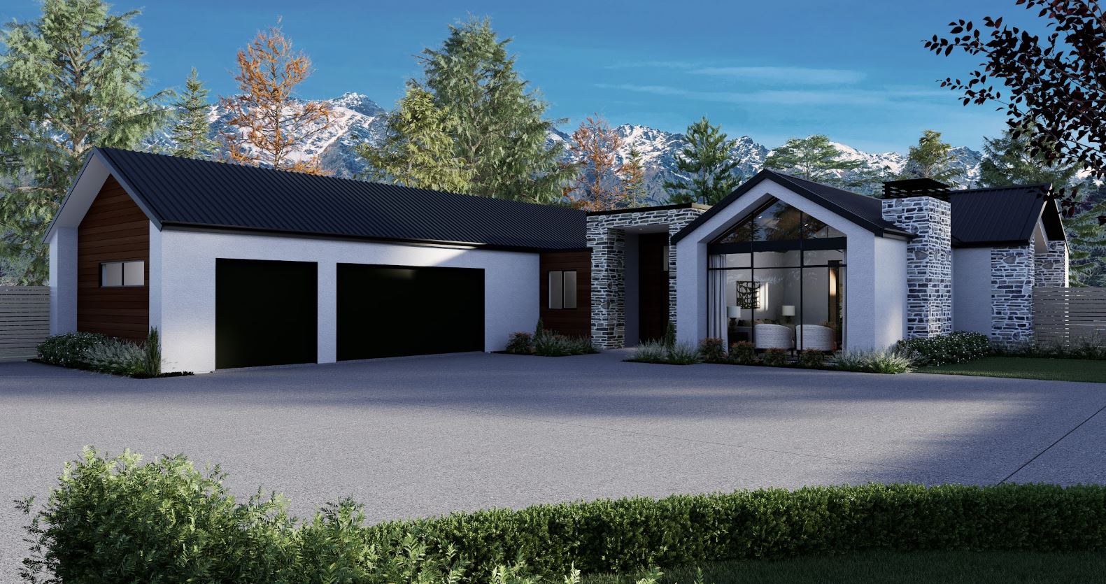 The Prestige Series Arrowtown House Plan Spacious Open Plan Rear Back View of Hallmark Homes' Luxury design Christchurch Canterbury New Zealand.