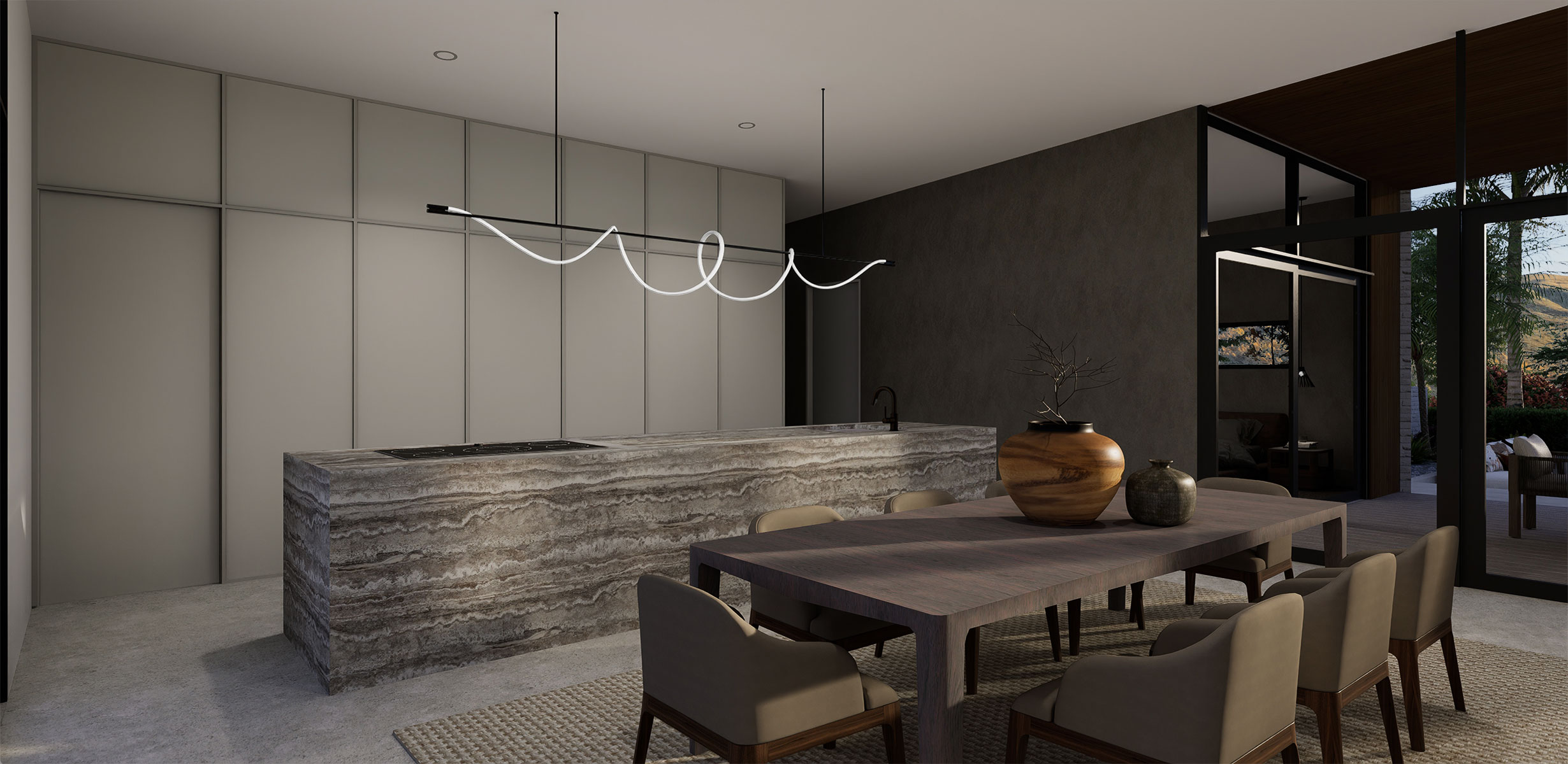 Hallmark Homes Luxury Prestige Series Bremner Bay Kitchen and Dining Room View House Plan Christchurch NZ.