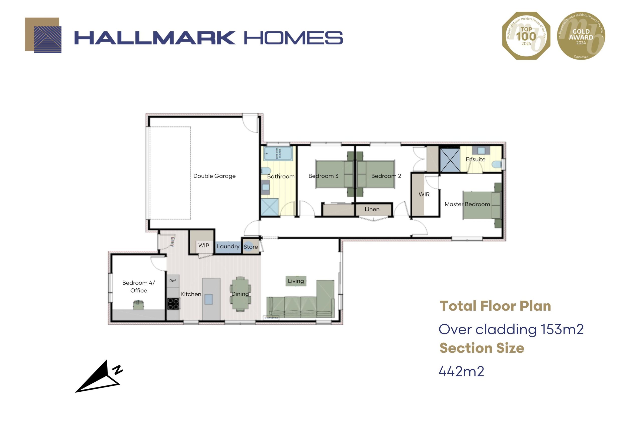 Floorplan of 153m2 house and land package in Ravenswood