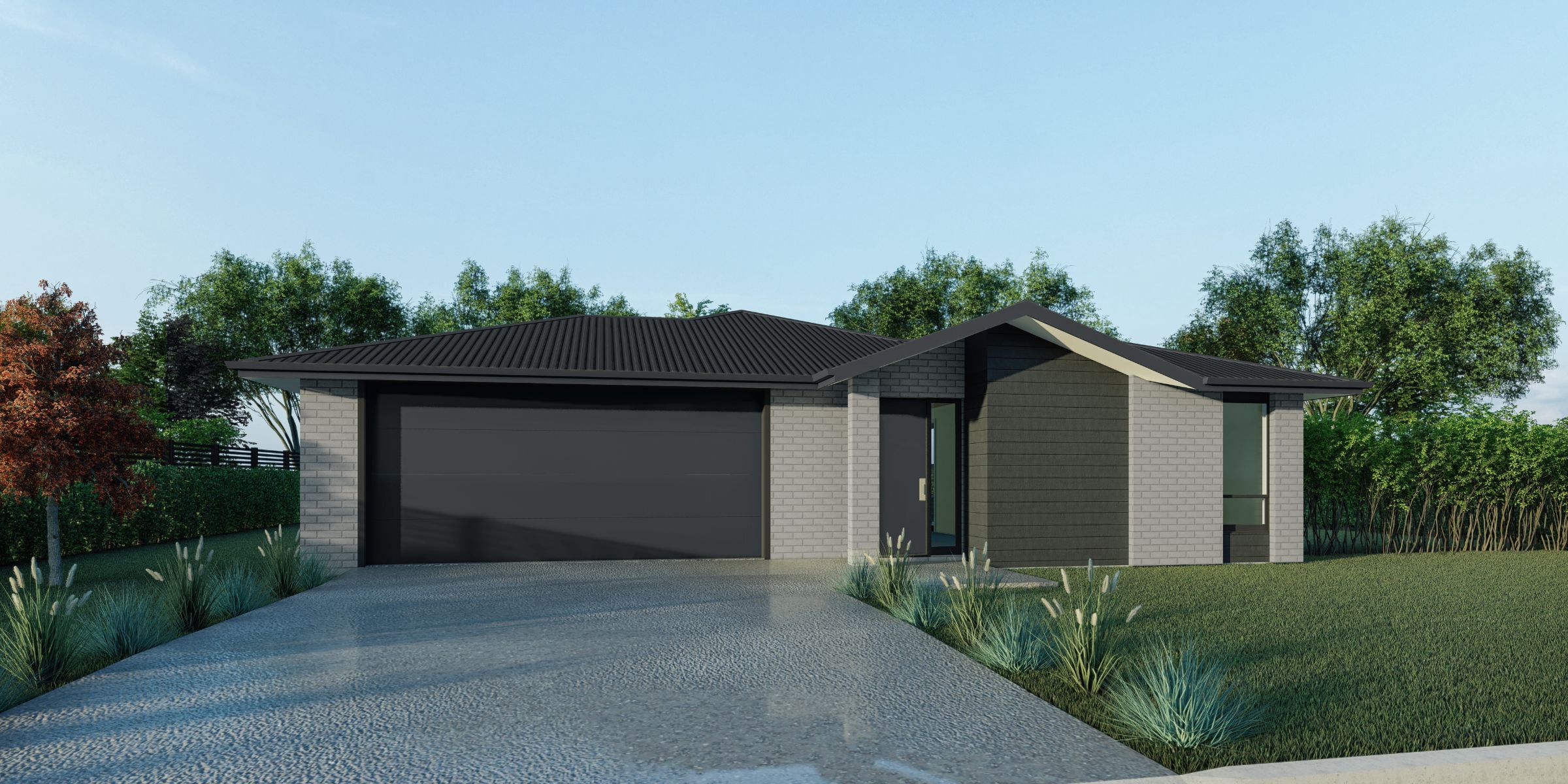 Front of The Dorie compact family home