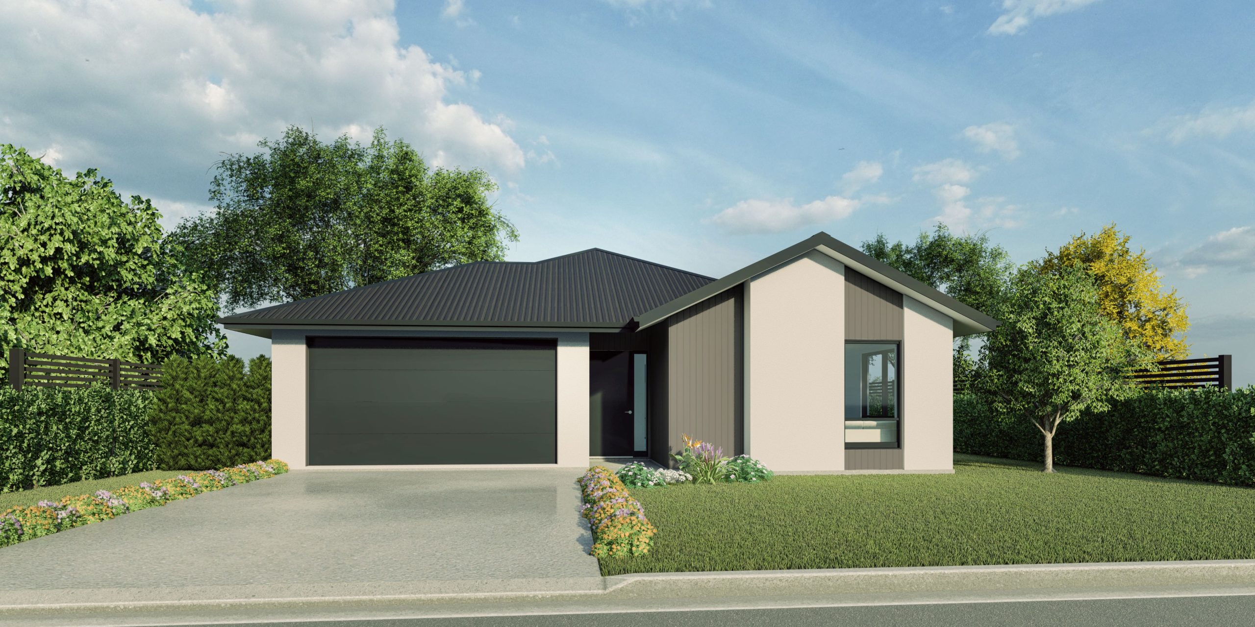 Front view of versatile modern family home