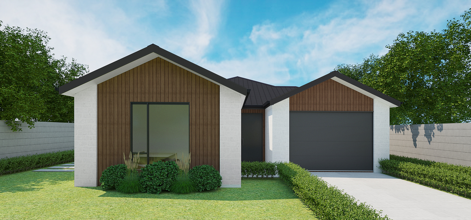 Open-plan living, dining, and kitchen area
