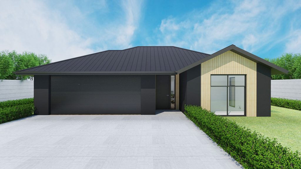 Front view of three-bedroom home with flexibility