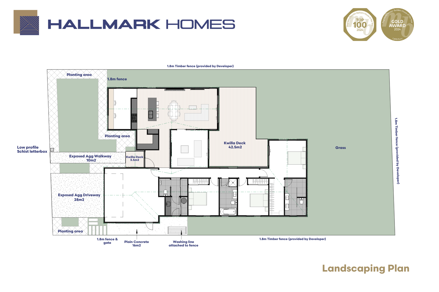 Modern floorplan for architectural Hamptons styled home in Prebbleton built by Hallmark Homes