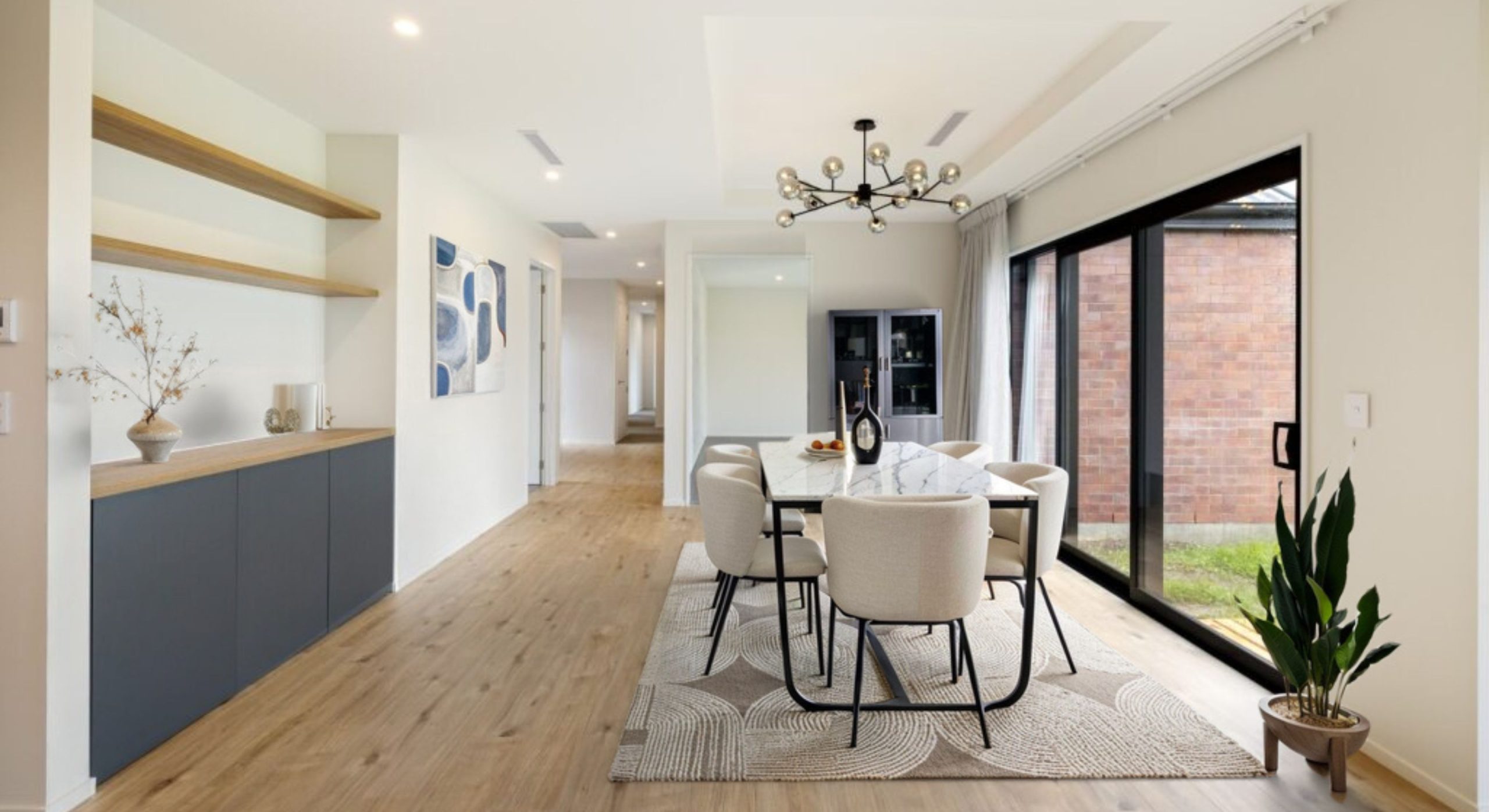 Dark and light kitchen colours with a natural feel to it