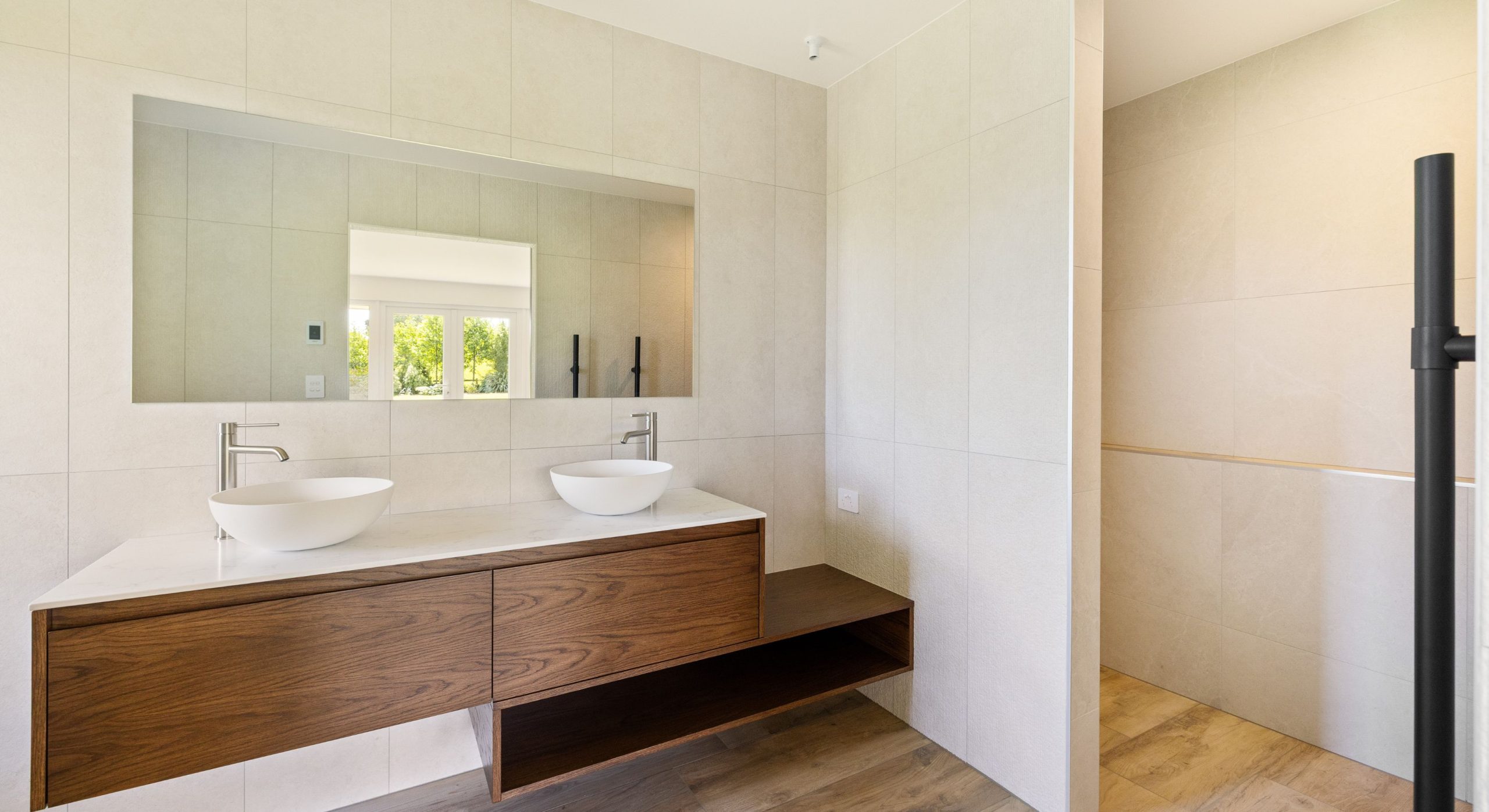 bathroom with custom design vanity
