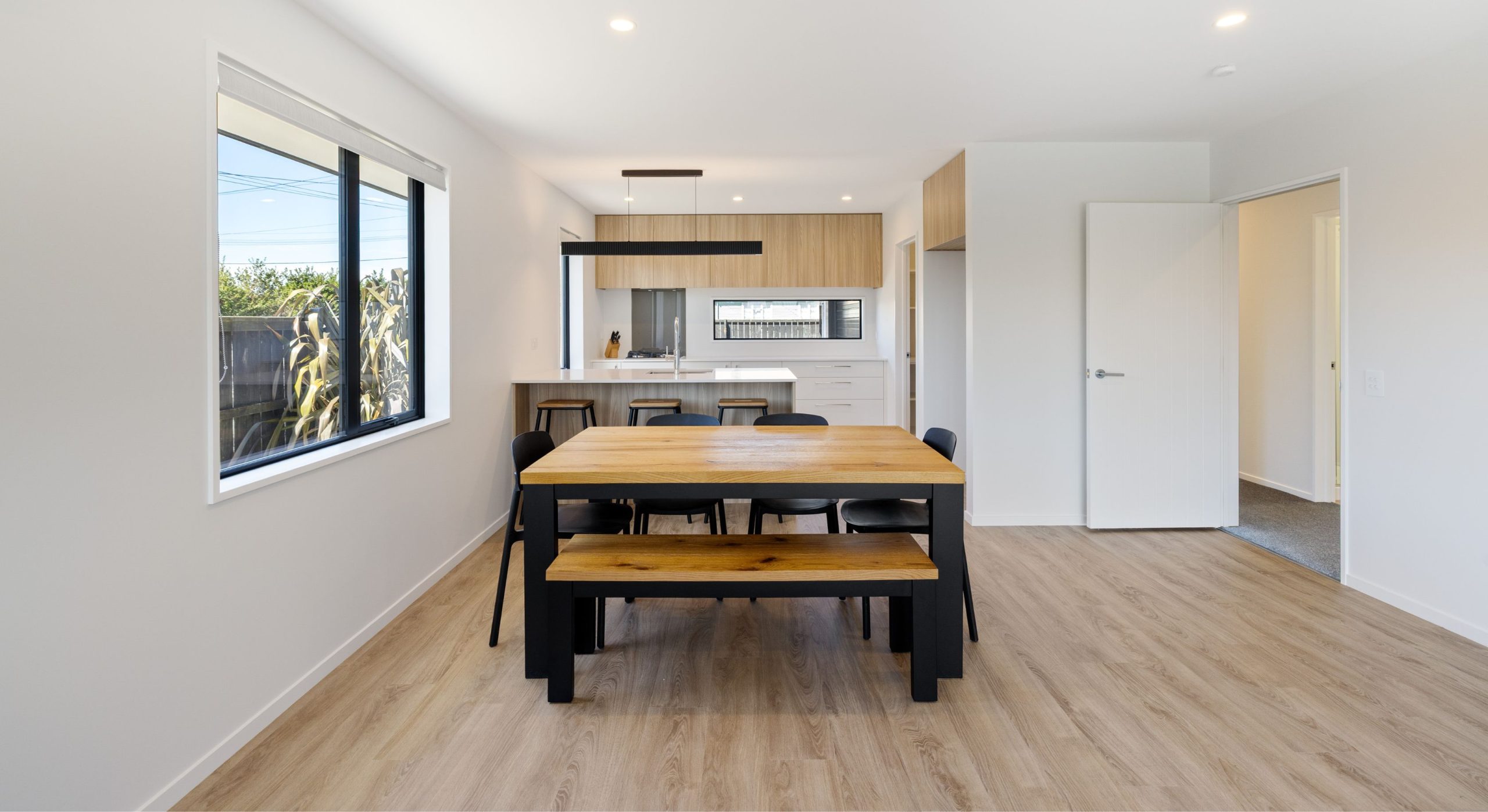 two toned neutral kitchen