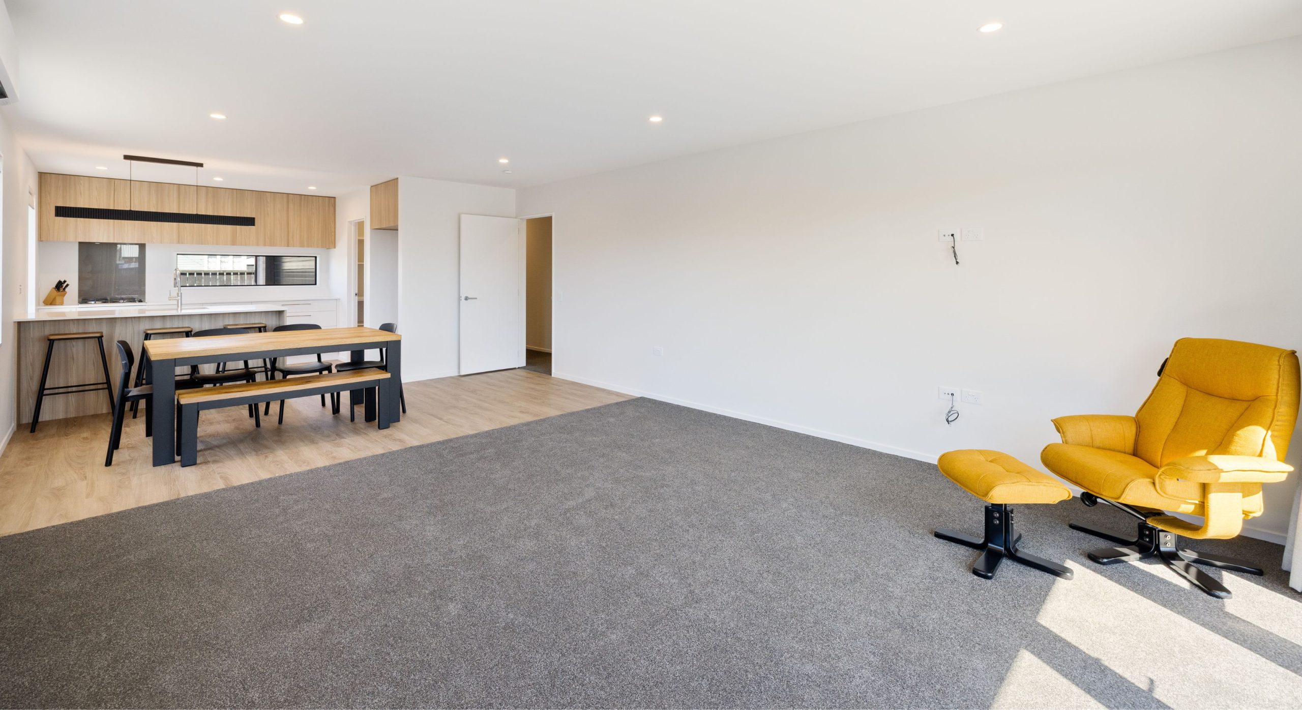 open dining and living with neutral tones