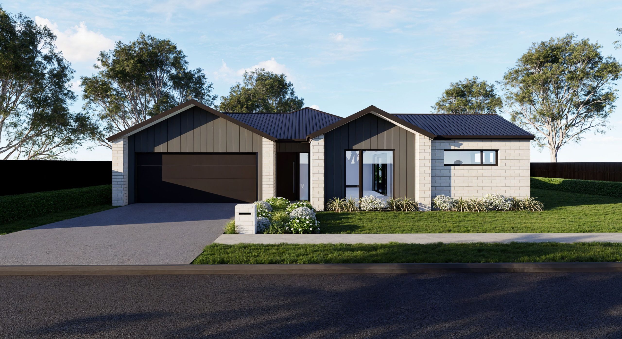 White modern brick home in christchurch