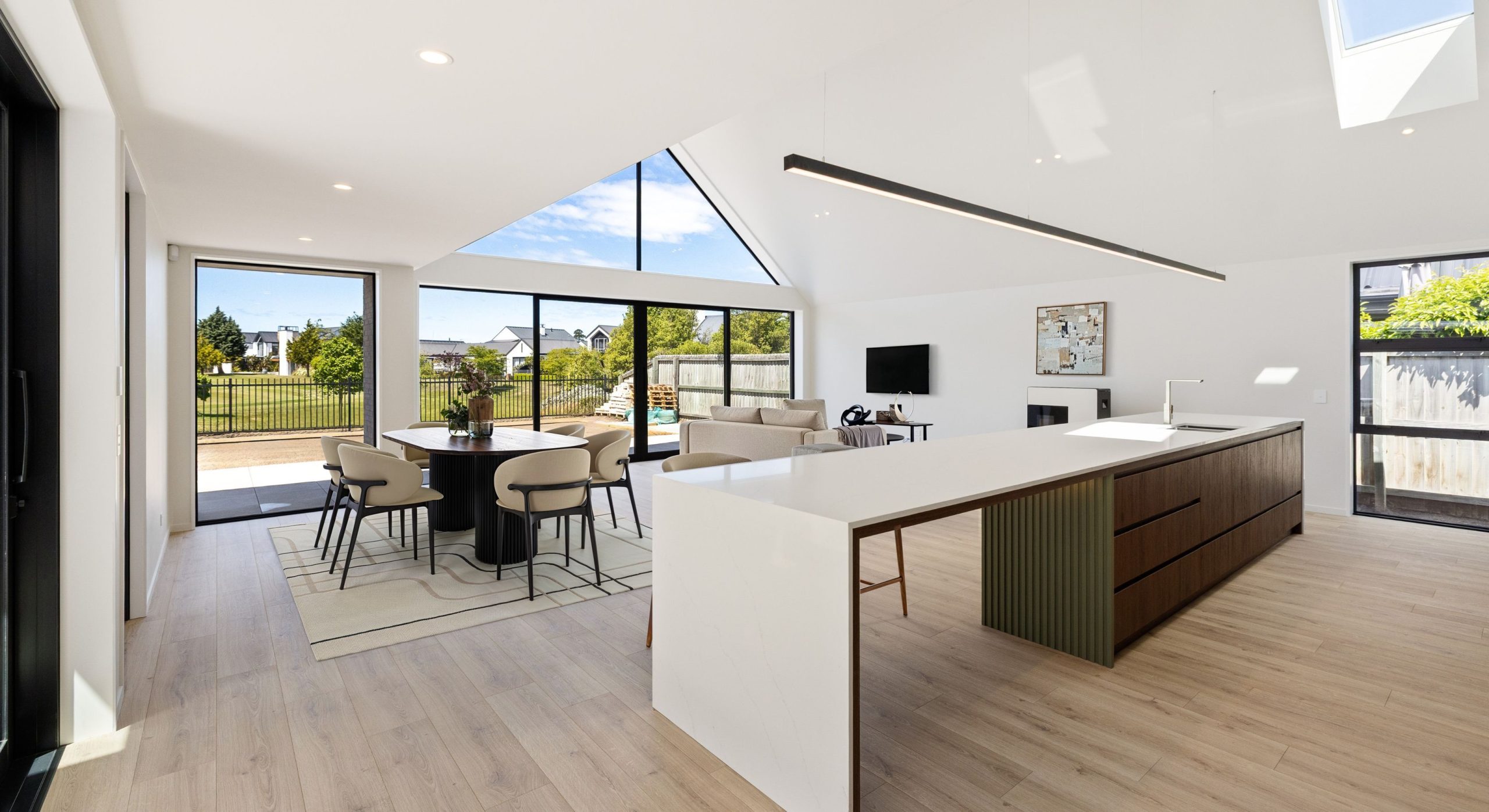 open plan modern kitchen and dining