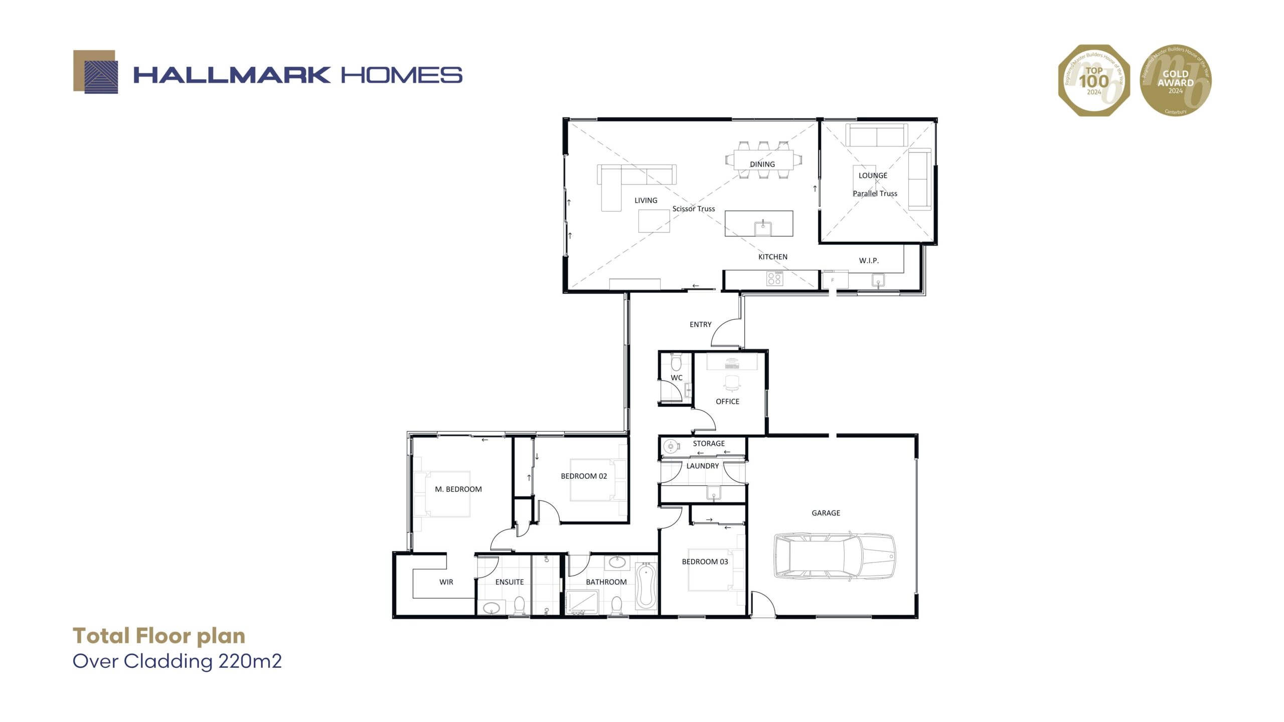 220m2 H styled floorplan in Prebbleton